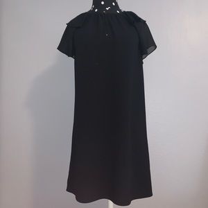 Charles Henry Black Flutter Sleeve Shift Dress